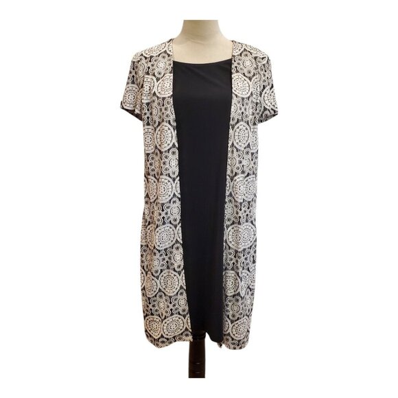 PERCEPTIONS SZ MP Women's Medallion Puff Print Mock Jacket Stretch Dress - Picture 4 of 10